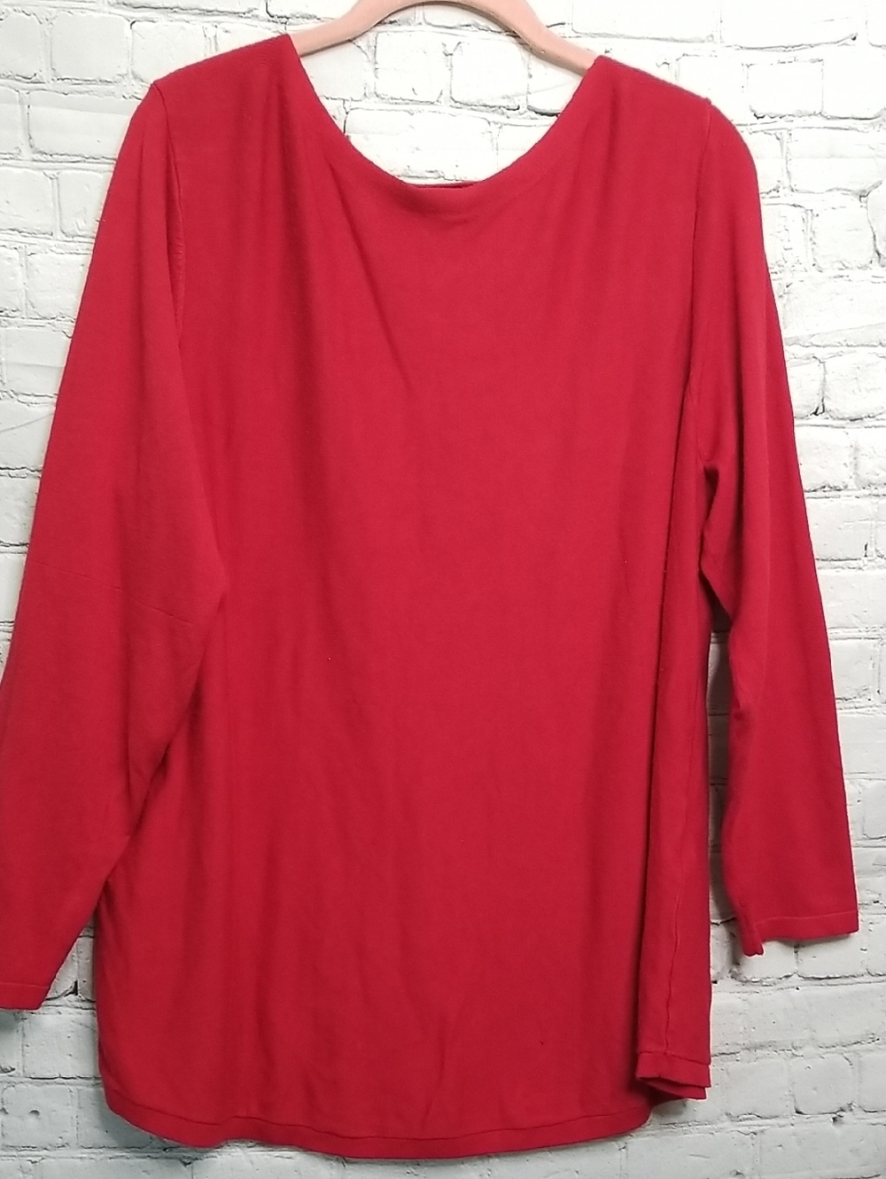 Chico's Red Scoop Neck 3/4 Sleeve Pullover Sweater Size 3 XLarge